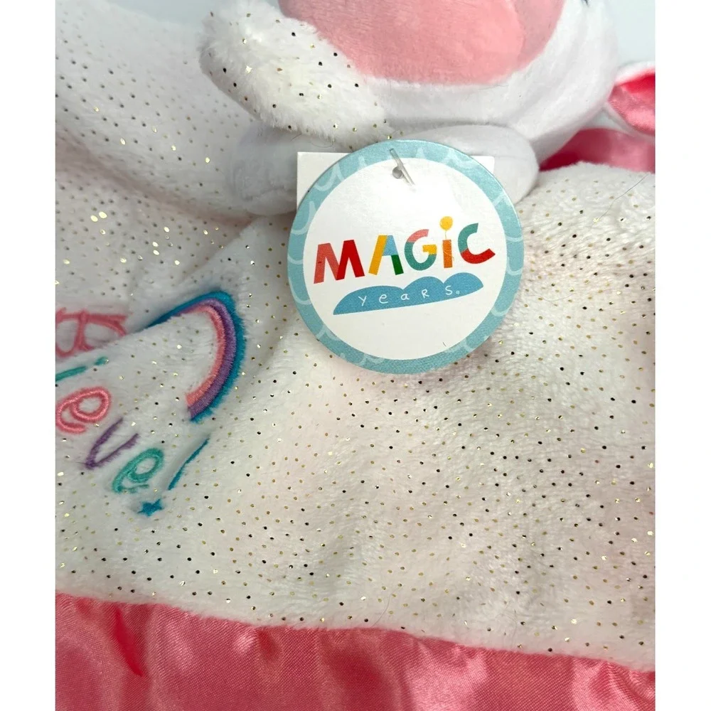 NEW Magic Years MAGIC Believe Rainbow Unicorn Pink Satin‎ Lovey